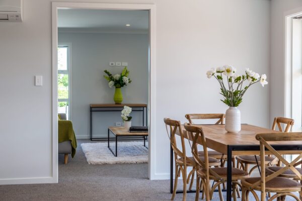 View from dining room into seperate living lounge area. New build in West Melton by Frampton Construction